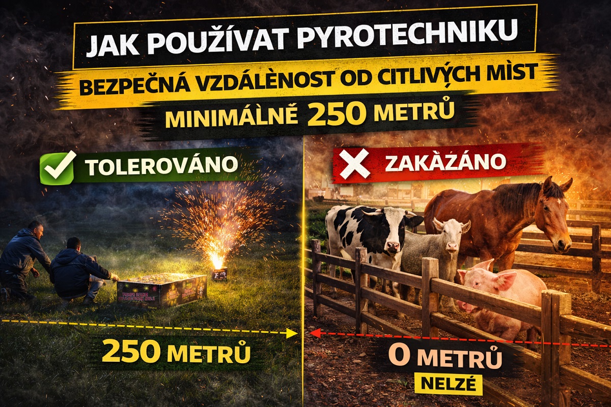 Ochranná pásma 250 metrů a hlášení ohňostroje